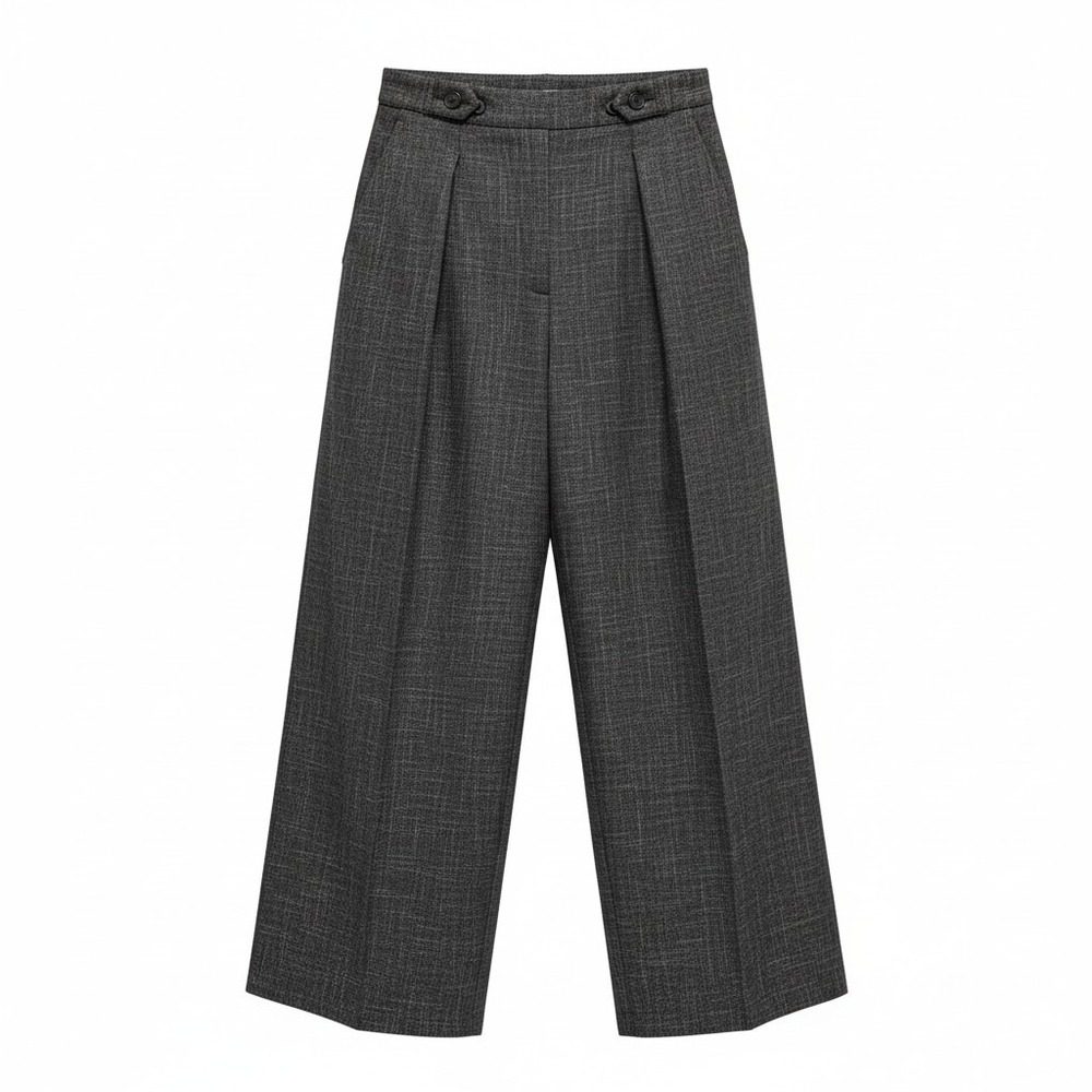 Max Studio London Pants Womens S Gray Tweed Wide Leg Trousers Workwear Office